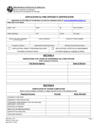 Form DFS-K4-2105 Application for Fire Officer IV Certification - Florida