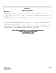 Form DFS-K4-2105 Application for Fire Officer IV Certification - Florida, Page 2