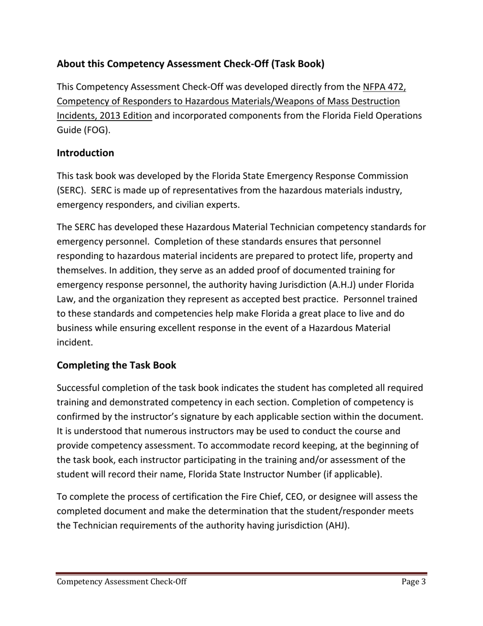 Hazmat Technician Competency Assessment Check-off - Florida, Page 3