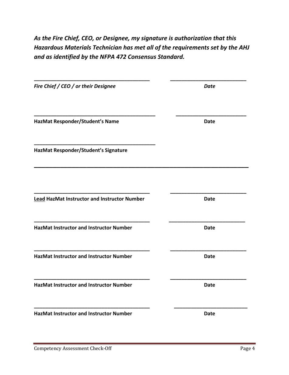 Hazmat Technician Competency Assessment Check-off - Florida, Page 4