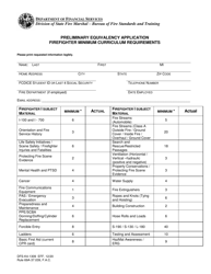 Form DFS-K1309 Preliminary Equivalency Application - Firefighter Minimum Curriculum Requirements - Florida, Page 2