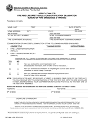 Document preview: Form DFS-K4-1456 Application for Fire and Lifesafety Educator Certification Examination - Florida