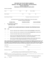 Document preview: Application for Portable Extinguisher Examination - Florida