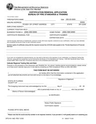 Document preview: Form DFS-K4-1463 Certification Renewal Application - Florida