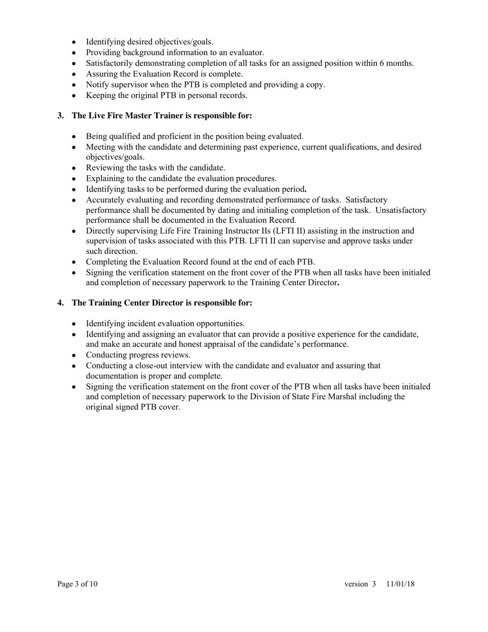 Live Fire Training Instructor 2 Task Book - Florida, Page 3