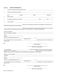 Form DFS-K3-31 Application for Fire Equipment Permit - Florida, Page 2