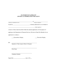 Document preview: Statement of Affidavit Owner's Authorization for Agent - Florida
