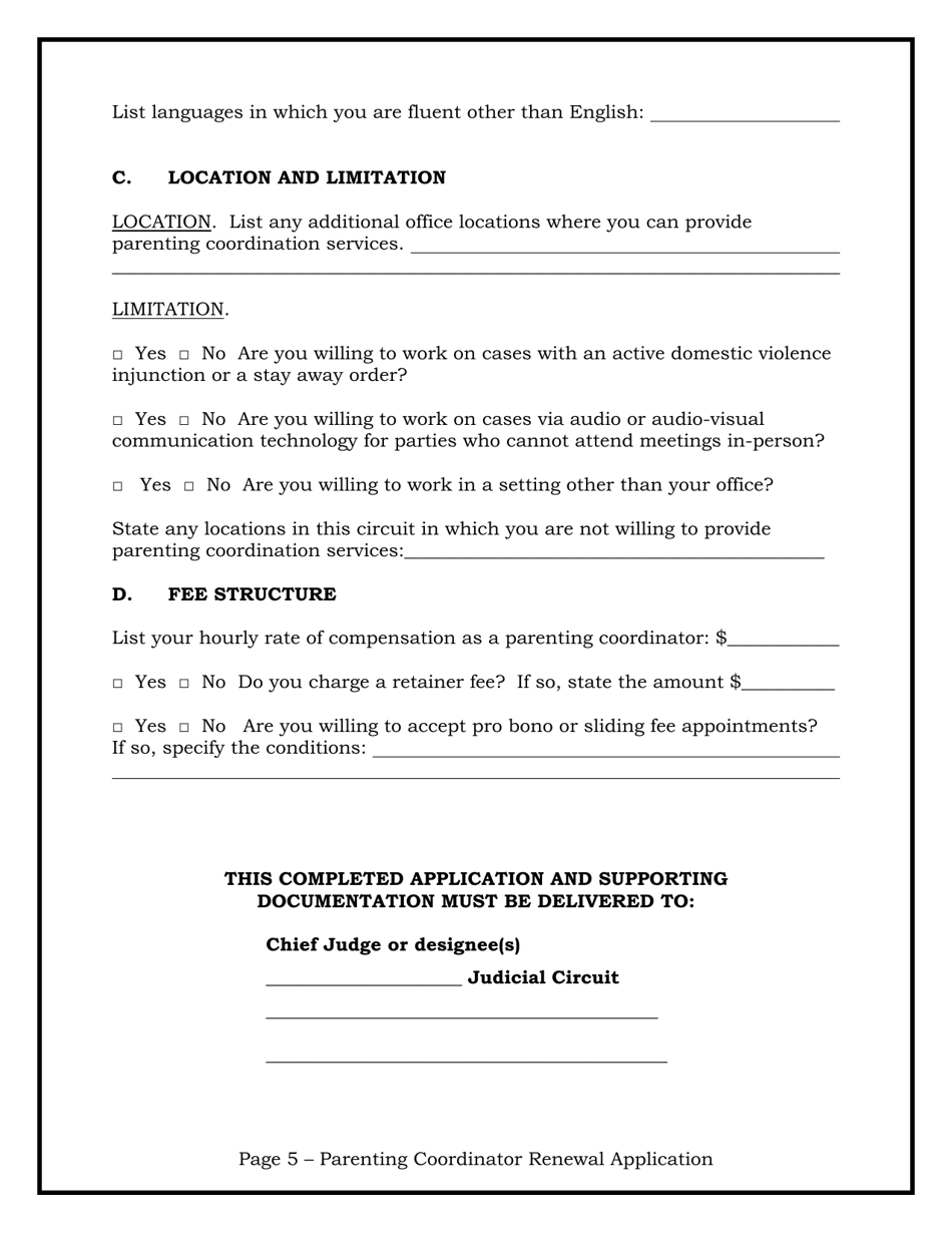Qualified Parenting Coordinator Renewal Form - Florida, Page 5