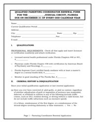 Document preview: Qualified Parenting Coordinator Renewal Form - Florida