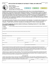 Form BGC-TKE-001 Application for Finding of Suitability Tribal Key Employee - California