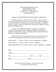 Document preview: Request for Initial Mediation Trainer Approval Materials - Florida
