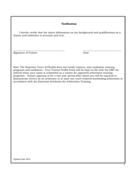 Arbitration Trainer Profile Form - Florida, Page 3