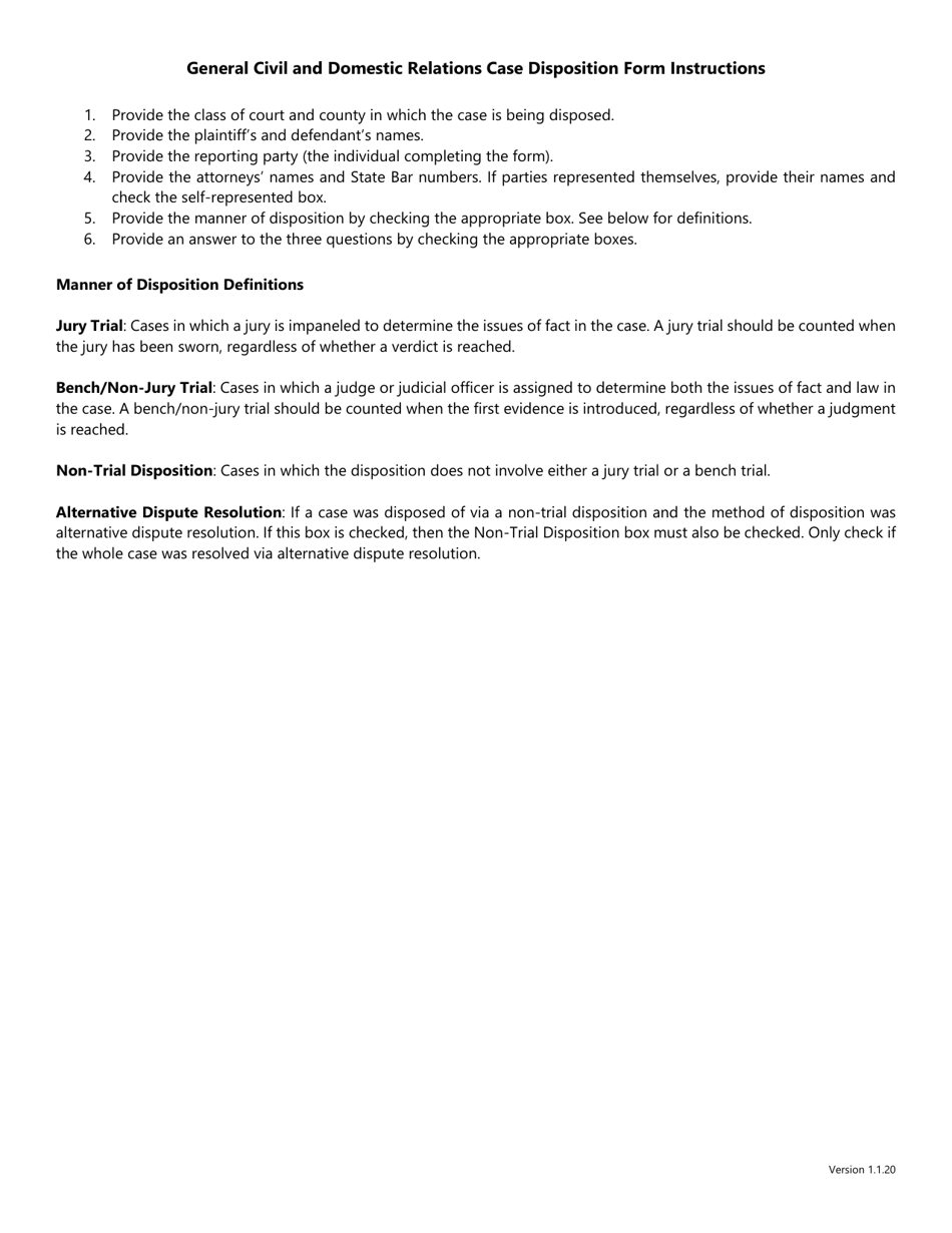 General Civil and Domestic Relations Case Filing Information Form - Georgia (United States), Page 3