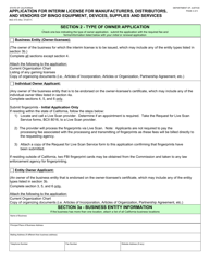 Form BGC610 Application for Interim License for Manufacturers, Distributors, and Vendors of Bingo Equipment, Devices, Supplies and Services - California, Page 2