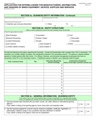 Form BGC610 Application for Interim License for Manufacturers, Distributors, and Vendors of Bingo Equipment, Devices, Supplies and Services - California, Page 3