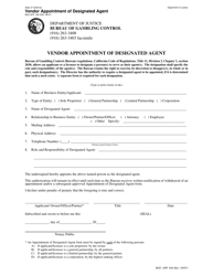 Document preview: Form BGC-APP.040 Vendor Appointment of Designated Agent - California