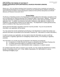 Form BGC100 Application for Finding of Suitability Gaming Resources Supplier/Financial Sources Provider (Vendor) - California, Page 5