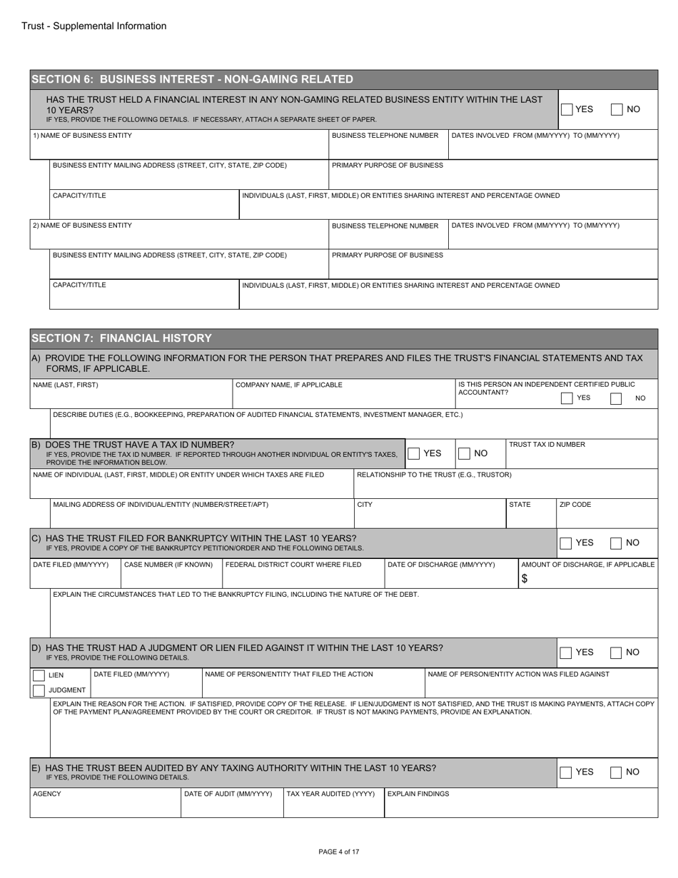 Form BGC-APP054 Gaming Resource Supplier / Financial Source - Trust Supplemental Information - California, Page 4