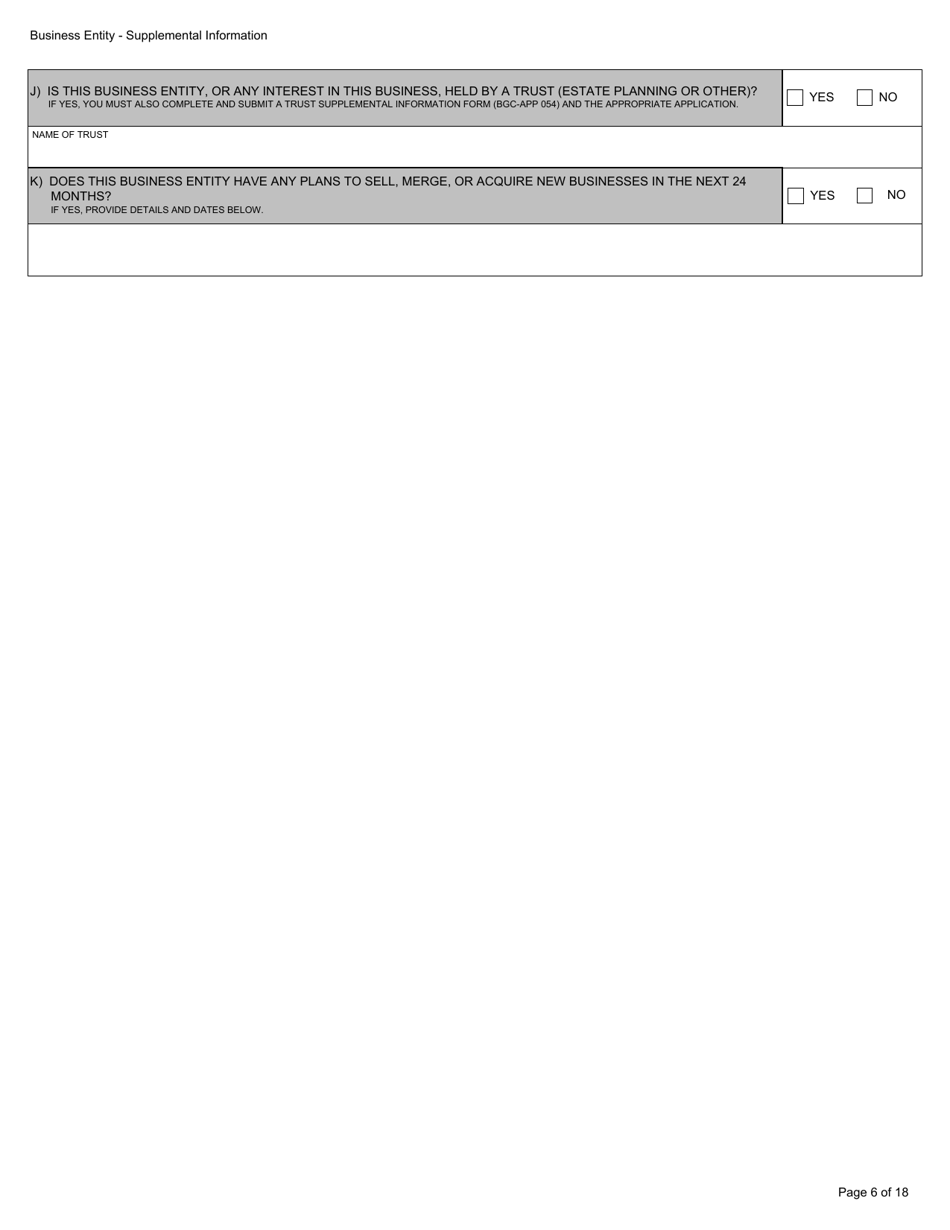 Form BGC-APP024 Gaming Resource Supplier / Financial Source Business Entity Supplemental Information - California, Page 6