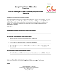 Document preview: Home Language Survey Form - Georgia (United States) (German)