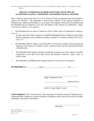 Form SC-6.4(D) Special Conditions of Probation for Conviction of an Offense Against a Minor or a Dangerous Sexual Offense - Georgia (United States)