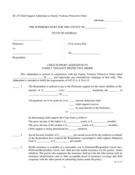 Document preview: Form SC-25 Child Support Addendum to Family Violence Protective Order - Georgia (United States)