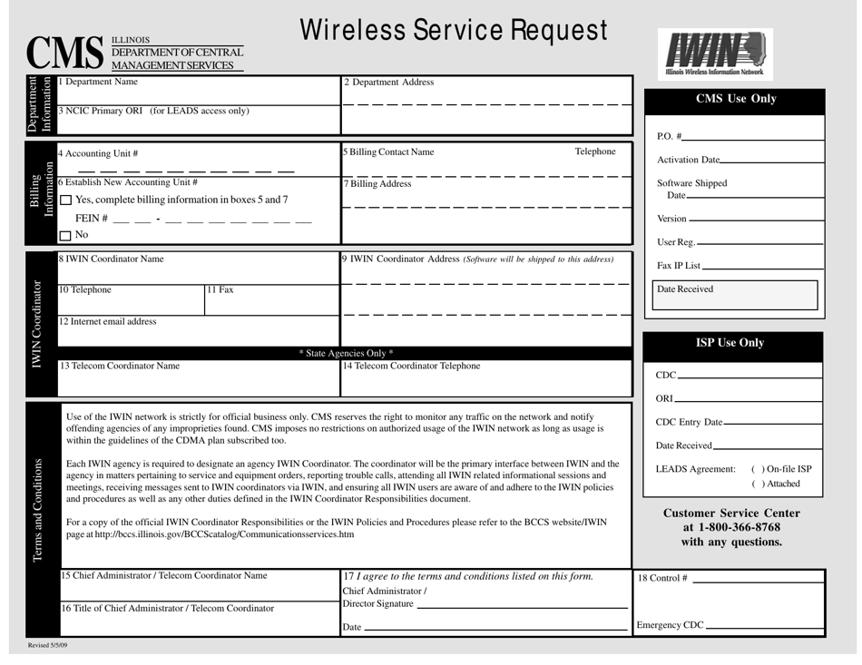 Page 1 Wireless Service Request - Iwin - Illinois, Page 1