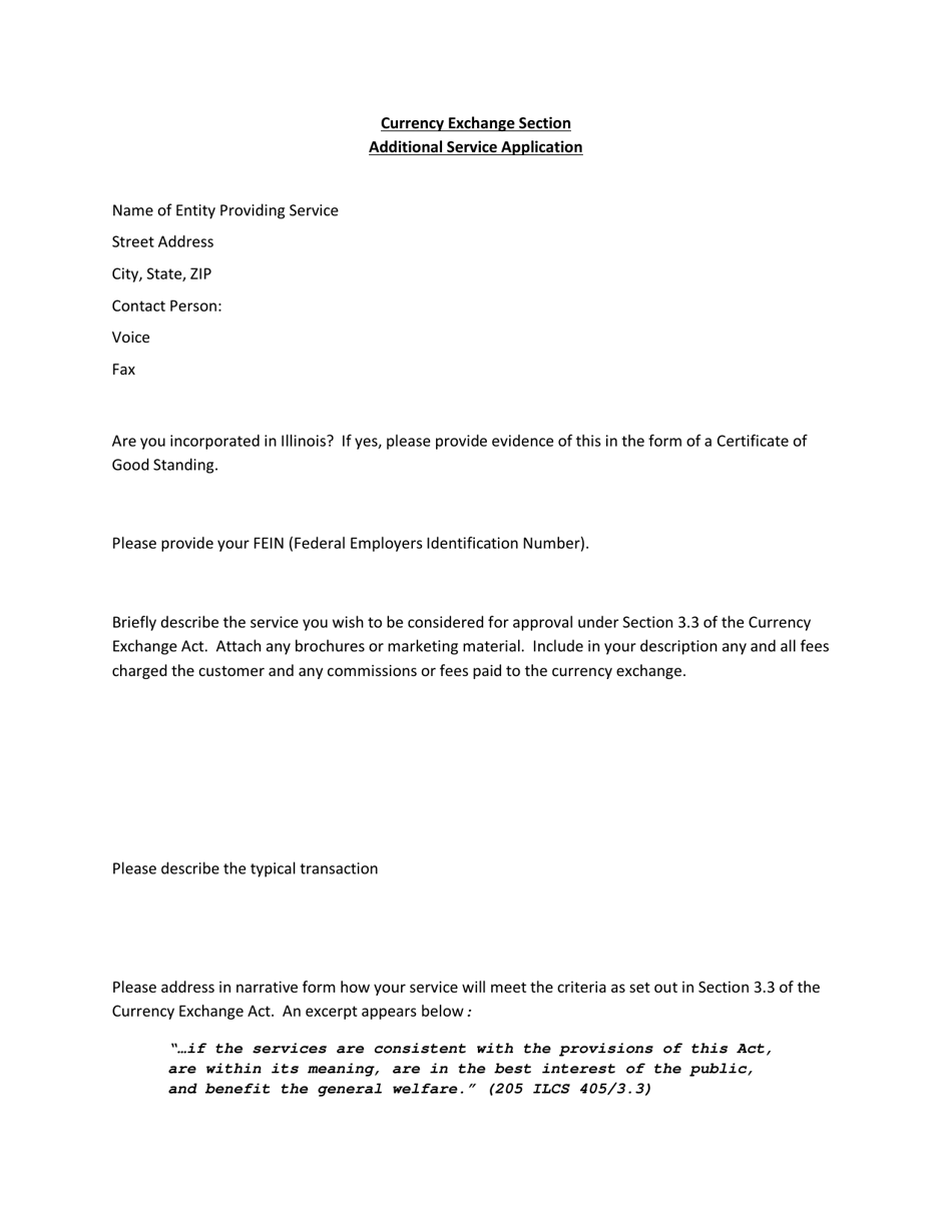 Additional Service Application Checklist - Currency Exchange Section - Illinois, Page 2