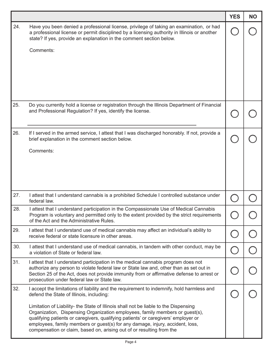 Form IL486-2355 Principal Officer Attestation Form - Medical Cannabis Dispensing Organization - Illinois, Page 4
