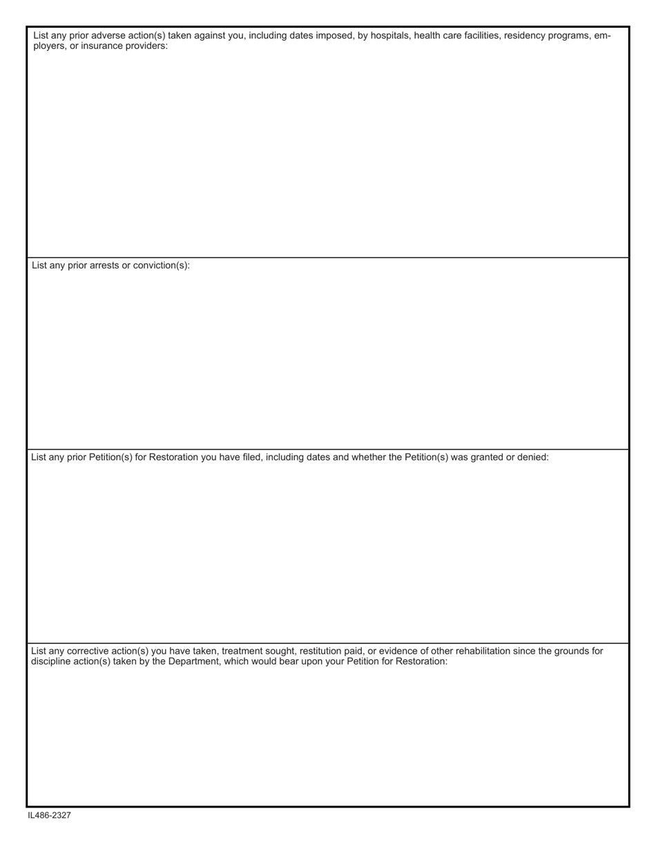Form IL486-2327 Petition for Restoration From a Disciplinary Status - Illinois, Page 3