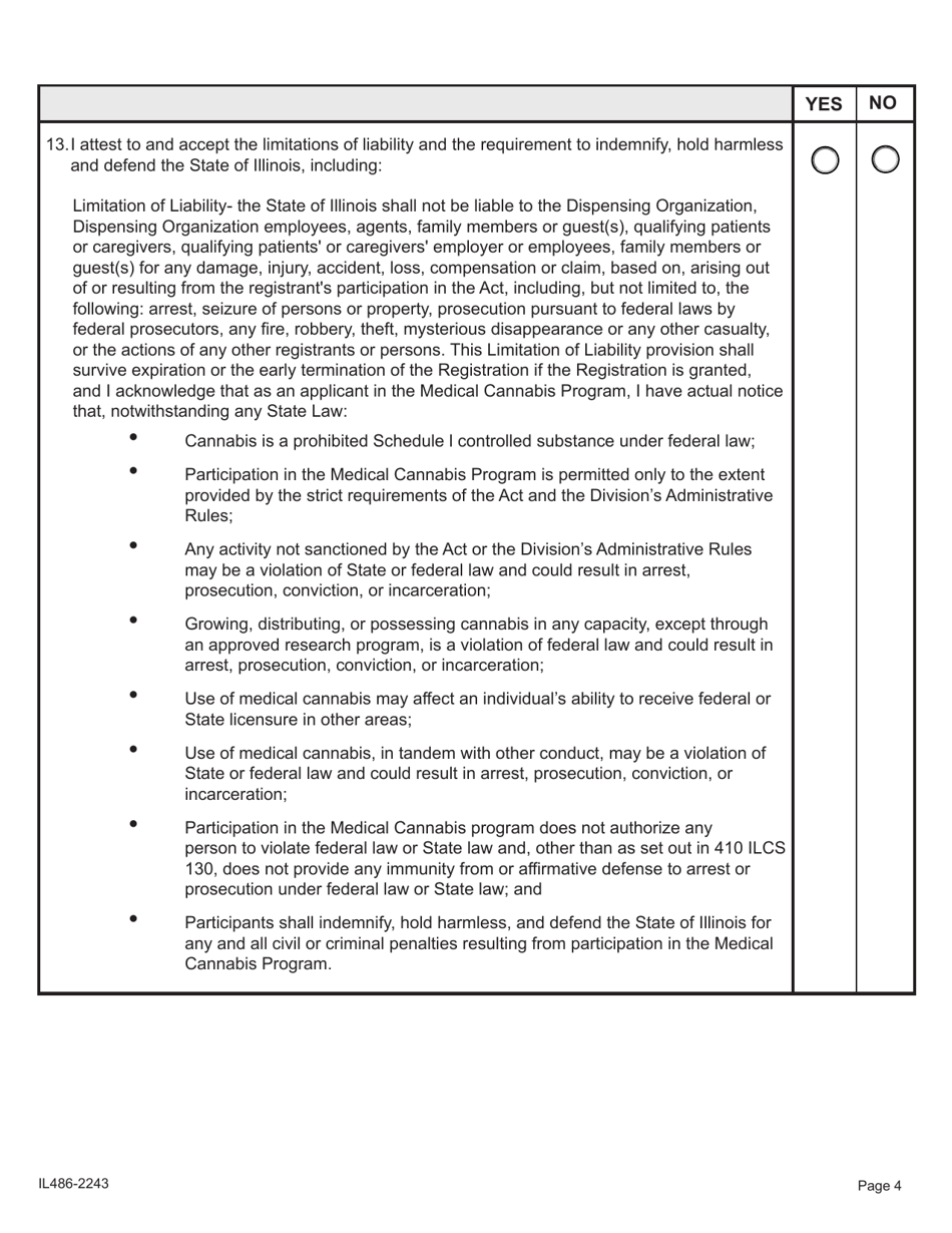 Form IL486-2243 Dispensary Agent - Attestation Form - Medical Cannabis Dispensing Organization - Illinois, Page 4