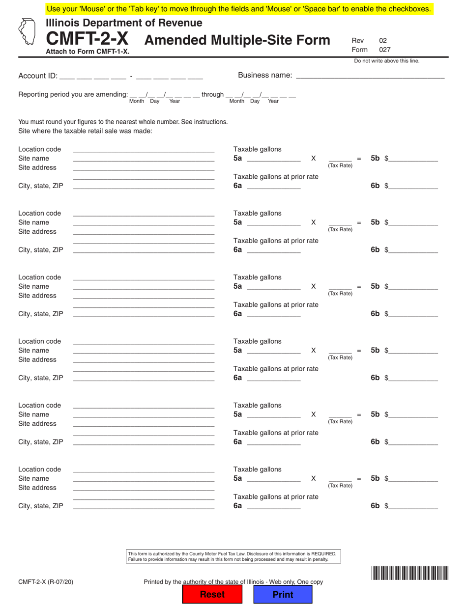 Form CMFT-2-X (027) Amended Multiple-Site Form - Illinois, Page 1