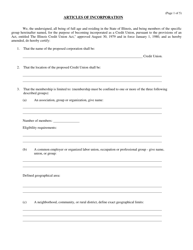 Document preview: CU Form 2 Articles of Incorporation - Illinois