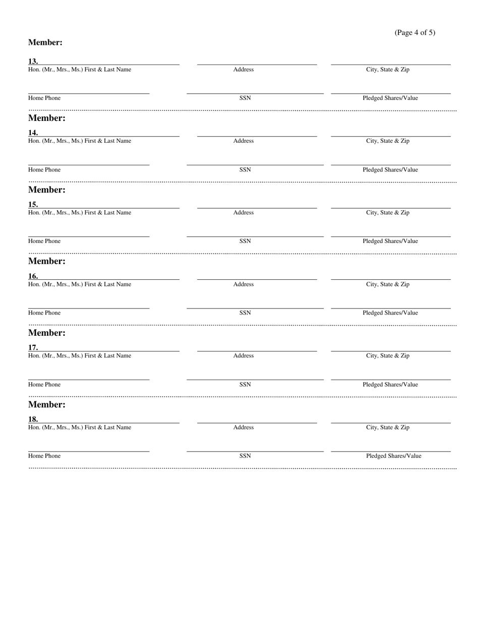 CU Form 2 Articles of Incorporation - Illinois, Page 4