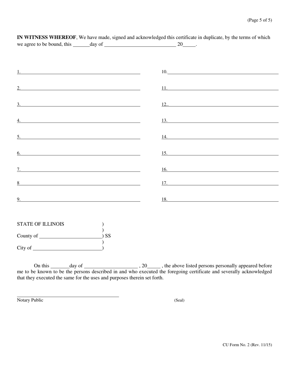 CU Form 2 Articles of Incorporation - Illinois, Page 5