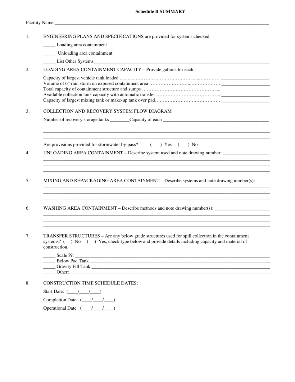 Schedule B Operational Area Containment - Agrichemical Facility Containment Program - Illinois, Page 2