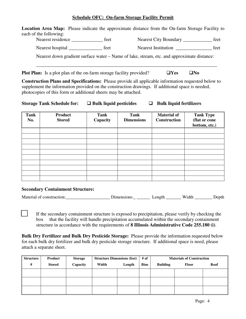 Schedule OFC On-Farm Storage Facility Permit - Illinois, Page 2