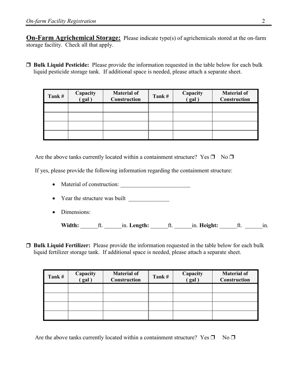 Form IL406-1656 On-Farm Storage Facility Registration Form - Illinois, Page 2