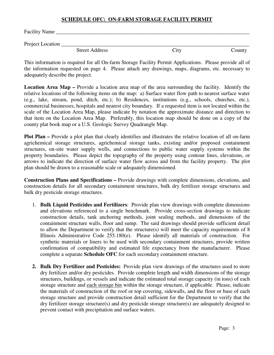 Form IL406-1674 On-Farm Storage Facility Application for Permit and Construction Approval - Illinois, Page 3