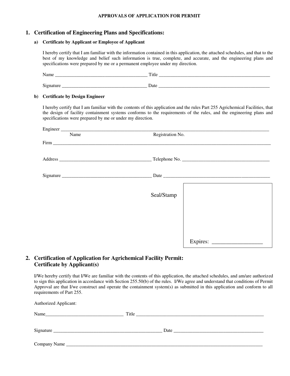 Form IL406-1389 Application for Permit  Construction Approval - Agrichemical Facility - Illinois, Page 3