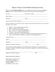 Document preview: Illinois Veteran of the Month Nomination Form - Illinois