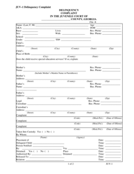 Document preview: Form JUV-1 Delinquency Complaint - Georgia (United States)