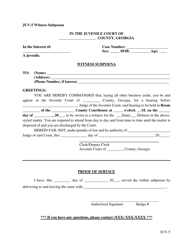 Document preview: Form JUV-5 Witness Subpoena - Georgia (United States)