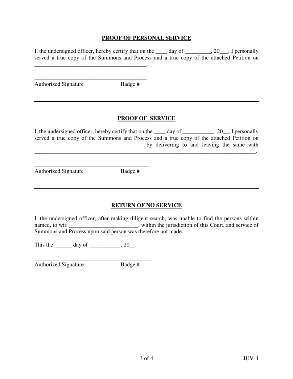 Form JUV-4 Summons and Process - Georgia (United States), Page 3