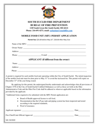 Document preview: Mobile Food Unit (Mfu) Permit Application - City of South Euclid, Ohio