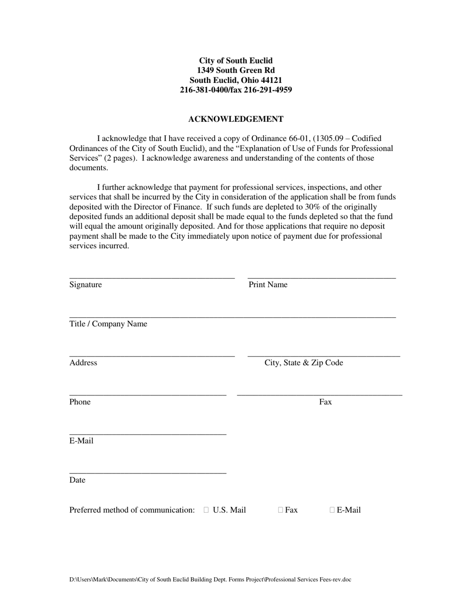 Professional Services Fees - City of South Euclid, Ohio, Page 3