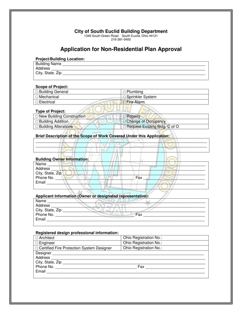Application for Non-residential Plan Approval - City of South Euclid, Ohio Download Pdf