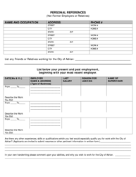Application for Employment - City of Adrian, Michigan, Page 2