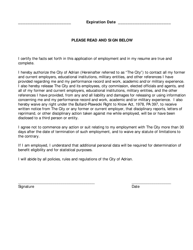 Application for Employment - City of Adrian, Michigan, Page 4