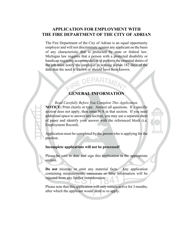 Application for Fulltime and Paid-On Call Employment - City of Adrian, Michigan, Page 2